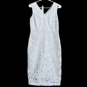 Banana Republic Women’s White Eyelet/Lace Sheath Sleeveless Dress Sz-2